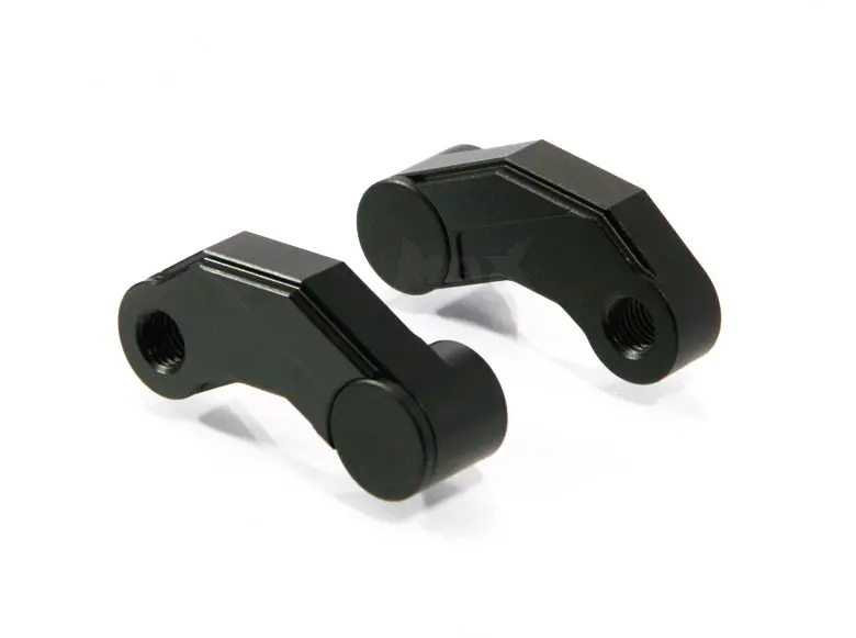 Black Cnc Machined Billet Aluminium Mirror Risers / Extenders - 2 X Rh M10 Thread 1