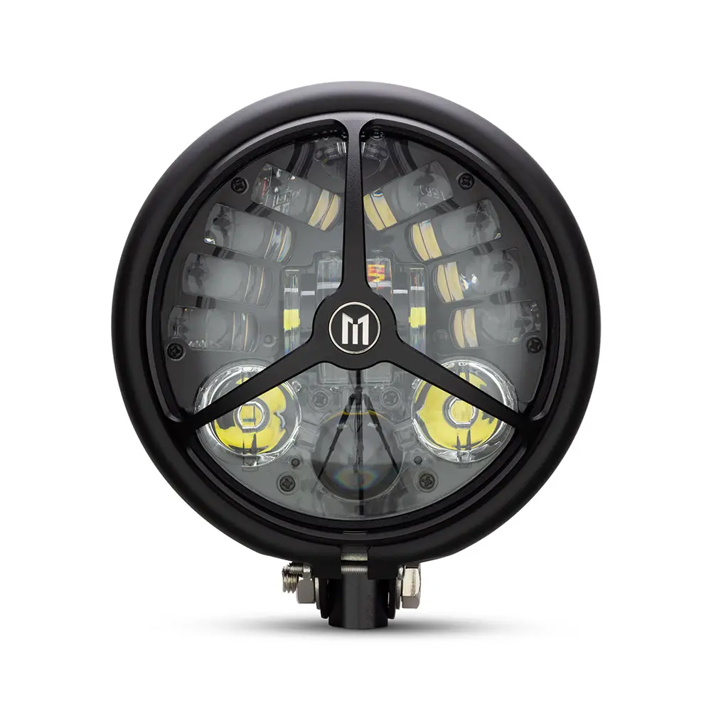 Max-Inc 5.75 Inch Matte Black Bates Led Mod Integrated Headlight - Drl+ Turn Signals - Tri-Benz 1