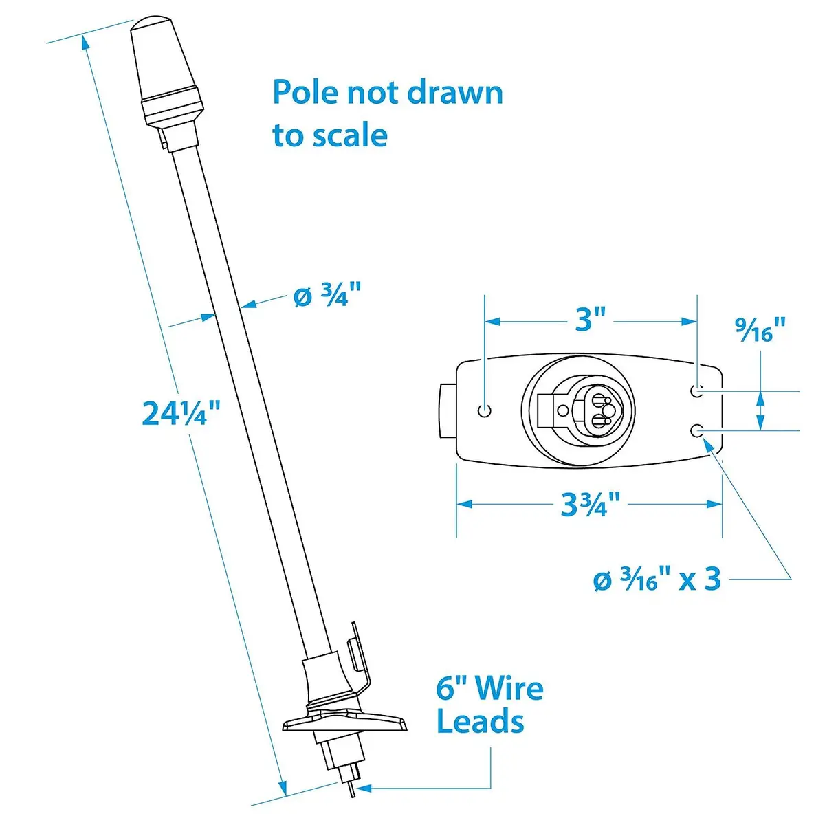 Seachoice 5631 Led All-Round White Light For Boating, Stow-A-Way Aluminum Light, 24-1/8 In. 2