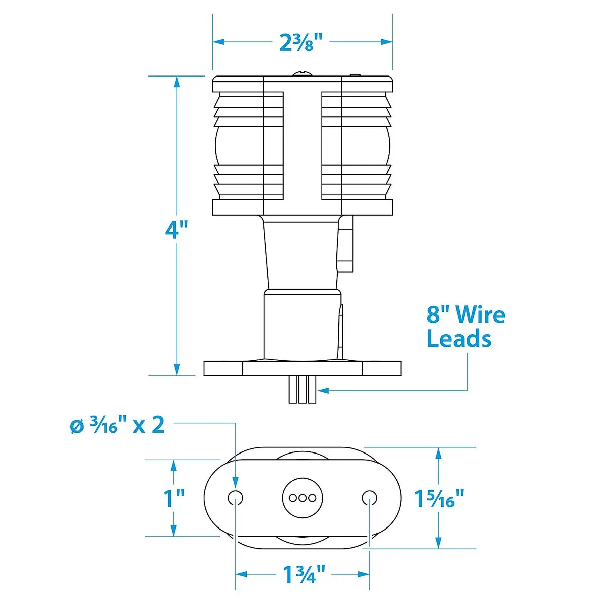 Seachoice 5991 All-Round Light, Masthead, Sail Boat Navigation, 3 In. Tall 1