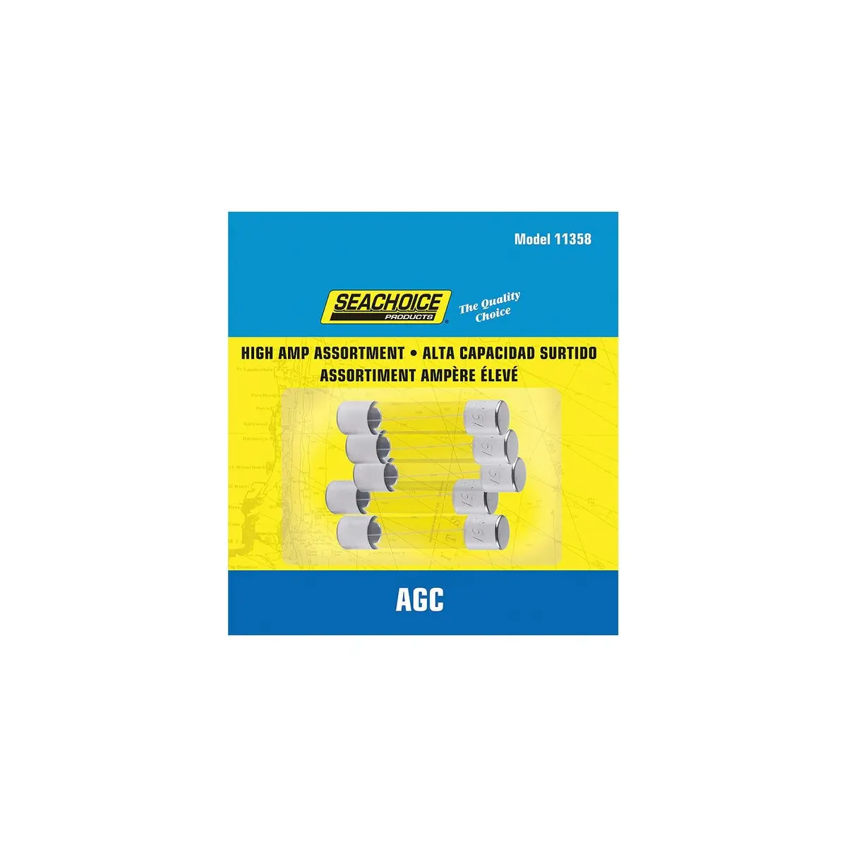 Seachoice Sc11358 High Amp Agc Glass Fuse Assortment, 5Ea 1