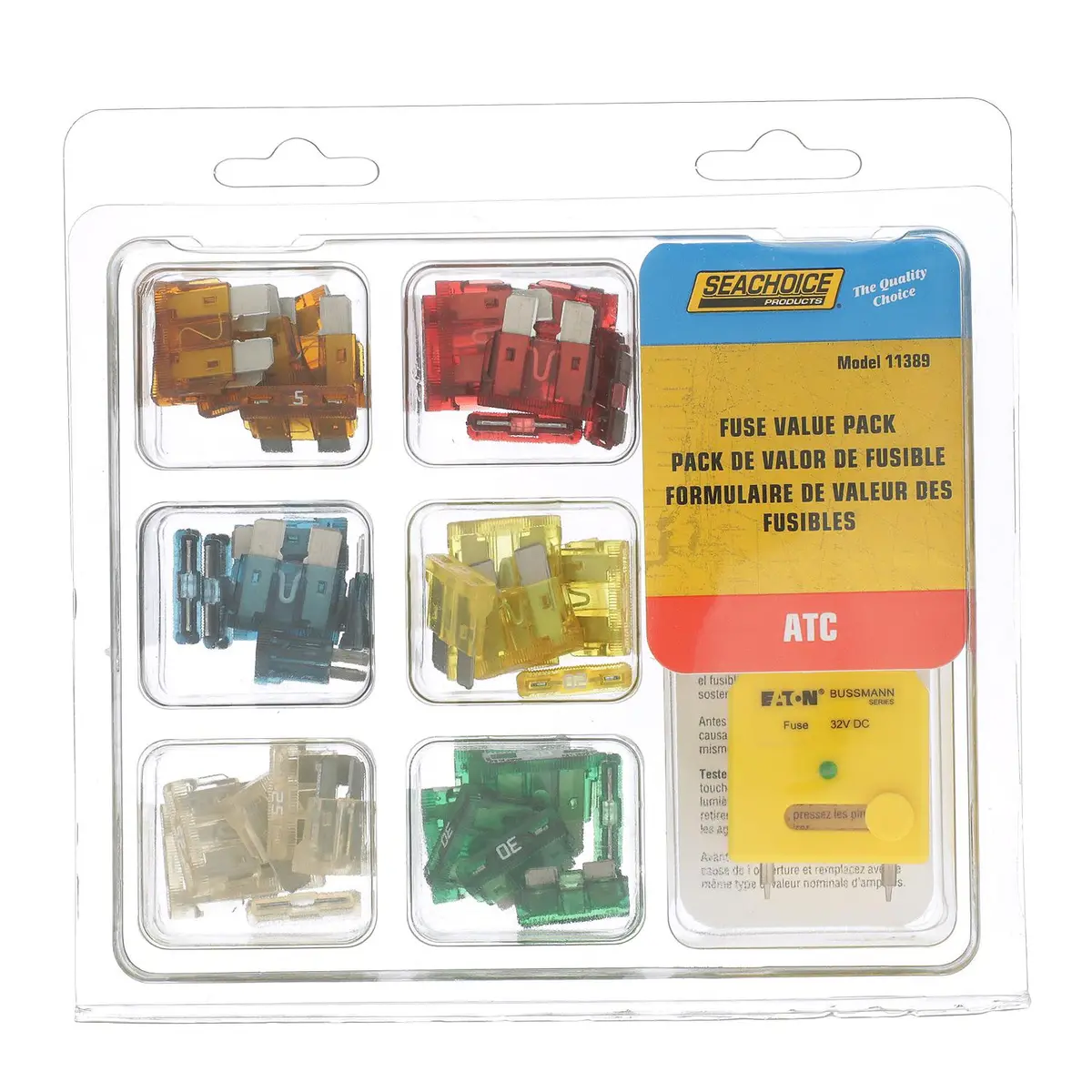 Seachoice Sc11389 Atc Fuse Value Pack, 42 Assorted, Includes Tester, For Auto, Marine Or Electronics Up To 12V 2