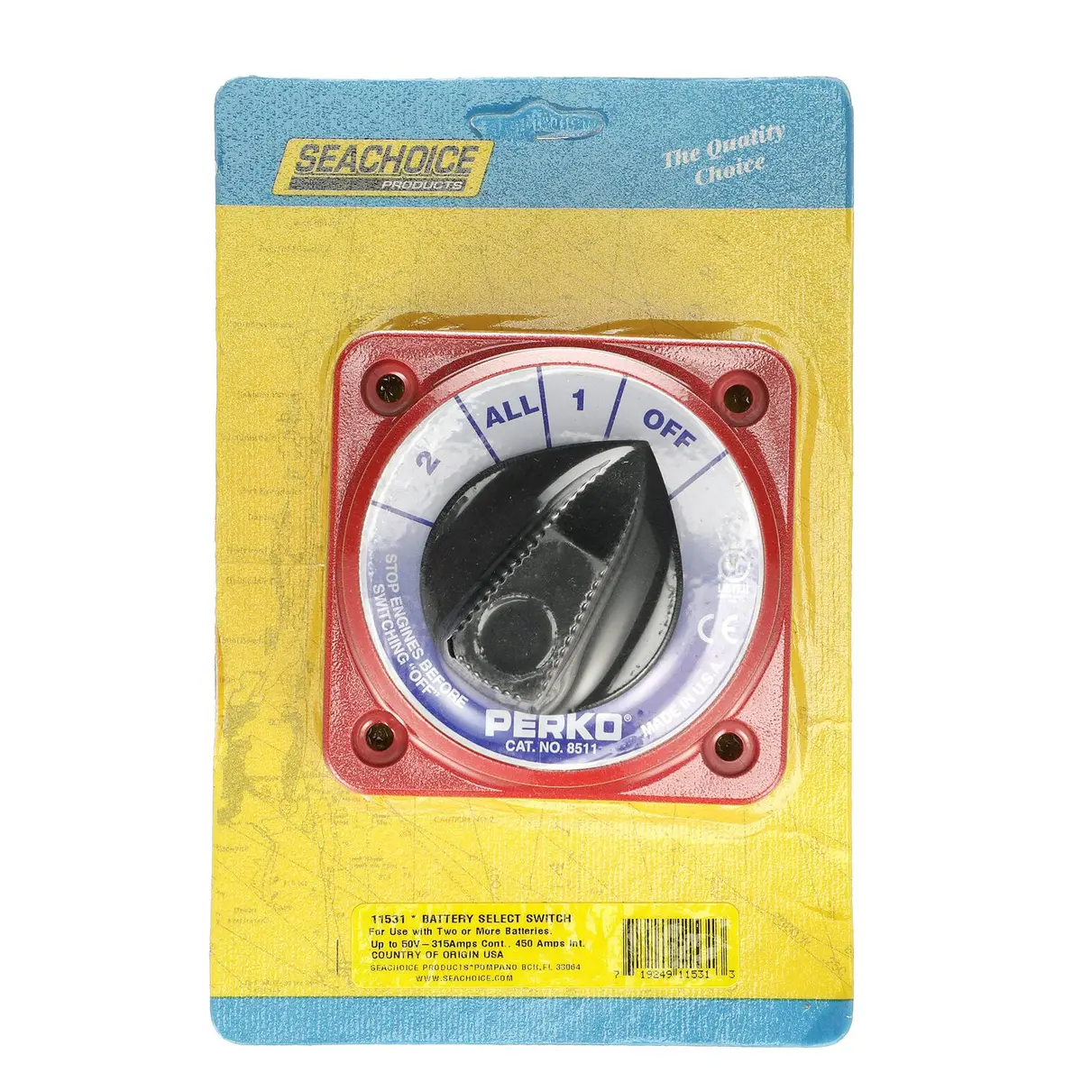 Seachoice 11531 Battery Select Switch, Compact, Disconnect Isolator Cutoff, Dual, 12 -50V 1