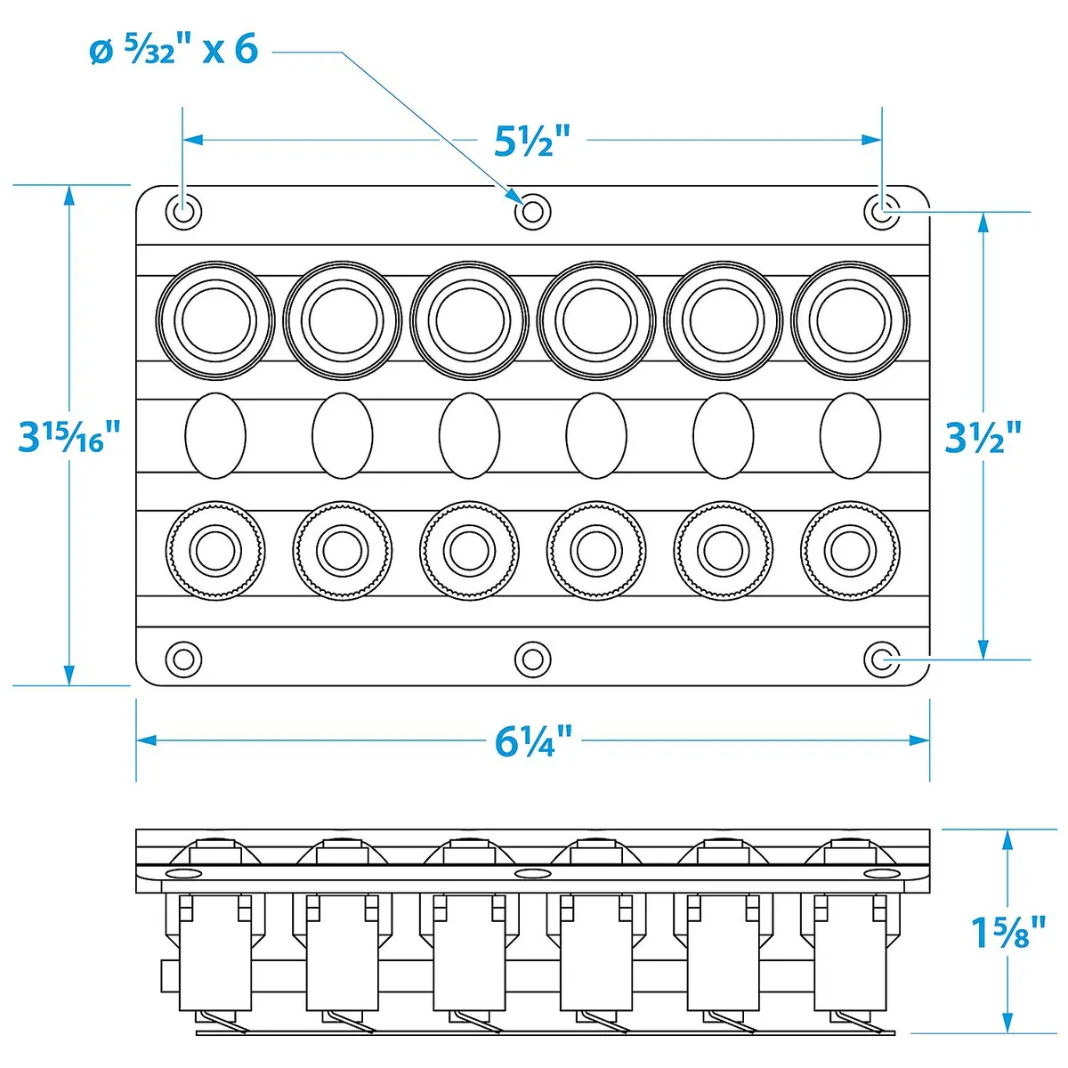 Seachoice 12331 Led 12V 6-Switch Distibution Panel, Pre-Wired, Boat Panel Mount 2