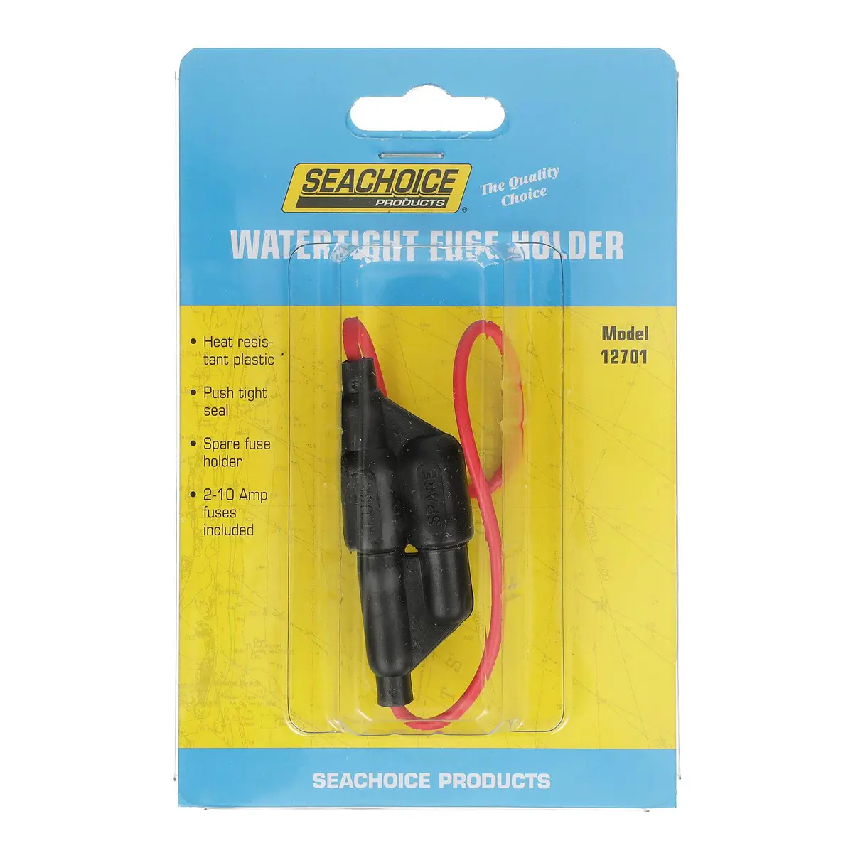 Seachoice 12701 In-Line Fuse Holder With Spare, Waterproof, 10 Amp Fuse 1