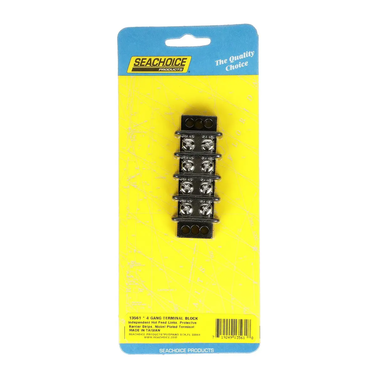 Seachoice 13561 Terminal Block, 4-Gang, Brass Clips And Contacts 1