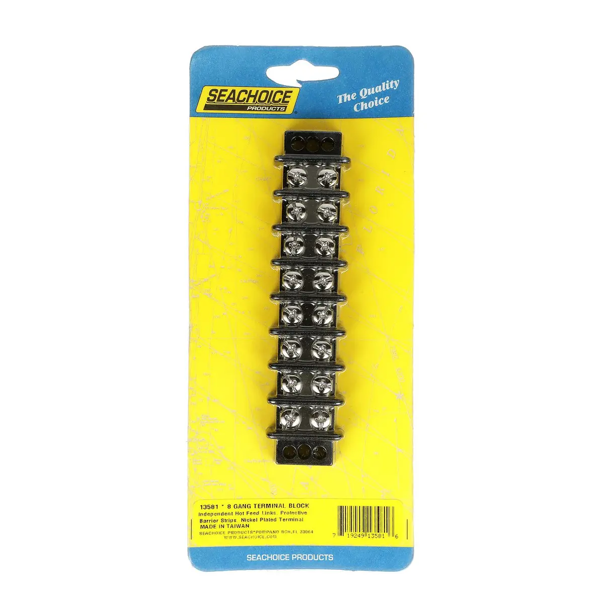 Seachoice 13581 Terminal Block, 8-Gang, Brass Clips And Contacts 1