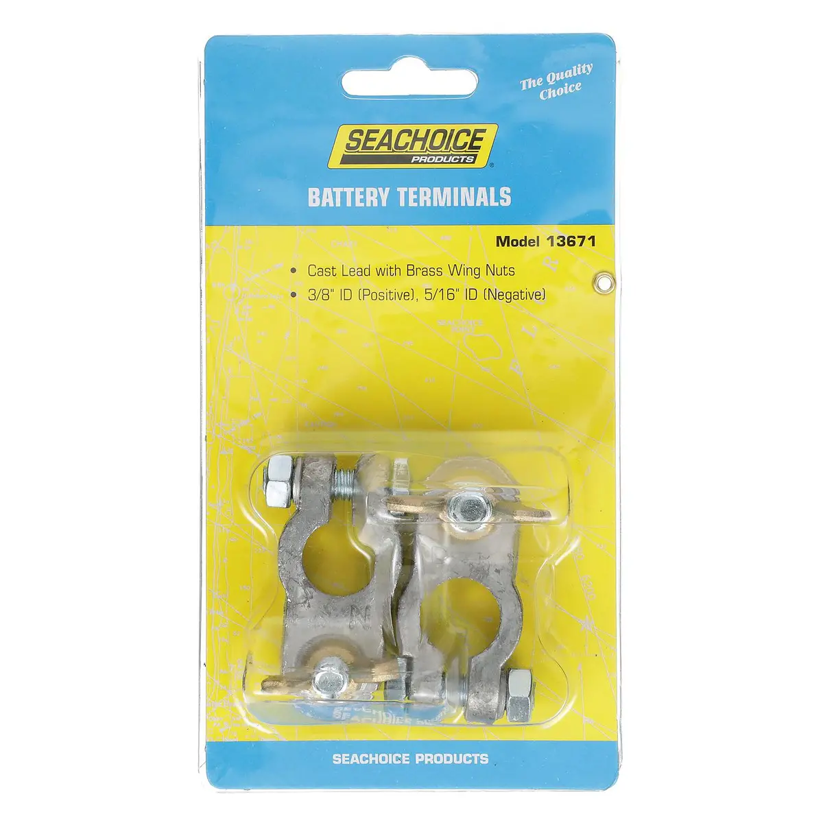 Seachoice 13671 Boat Battery Terminal Set W/ Wing Nuts, Includes Positive & Negative Terminals 1