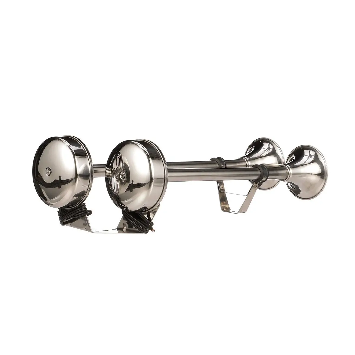 Seachoice 14561 Ss Dual Trumpet Horn, Vibration-Free Mount Pad, 20-3/4 In. Long, 12V 1