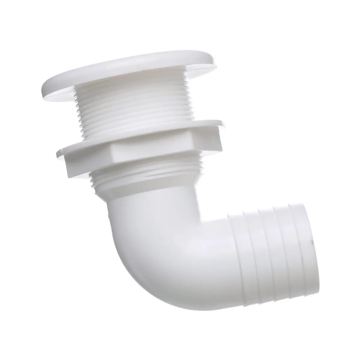 Seachoice 50-18121 90-Degree Thru-Hull Connector, Fits 1-1/2 In. Id Hose, 1-3/8 In. Max Hull 1