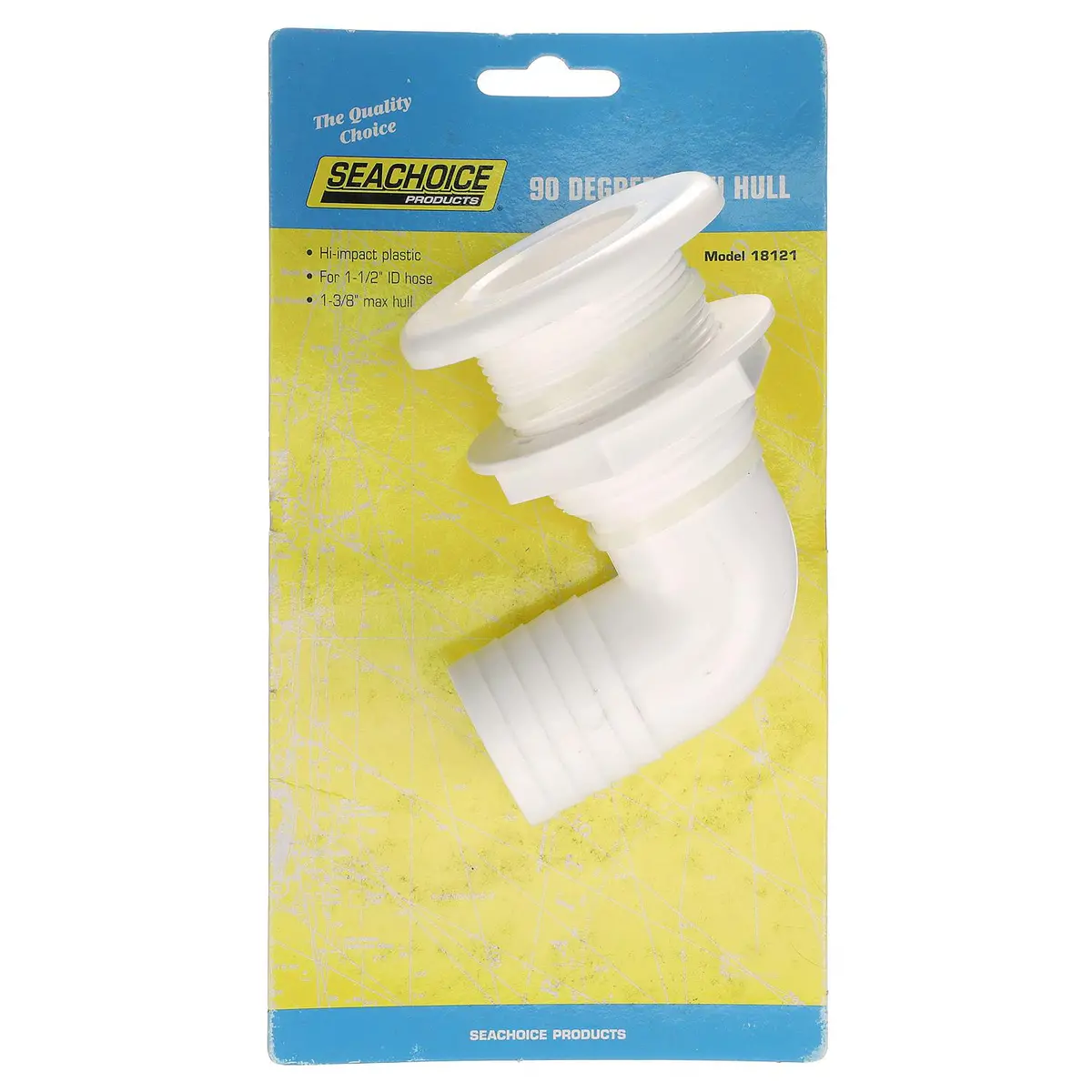 Seachoice 50-18121 90-Degree Thru-Hull Connector, Fits 1-1/2 In. Id Hose, 1-3/8 In. Max Hull 2