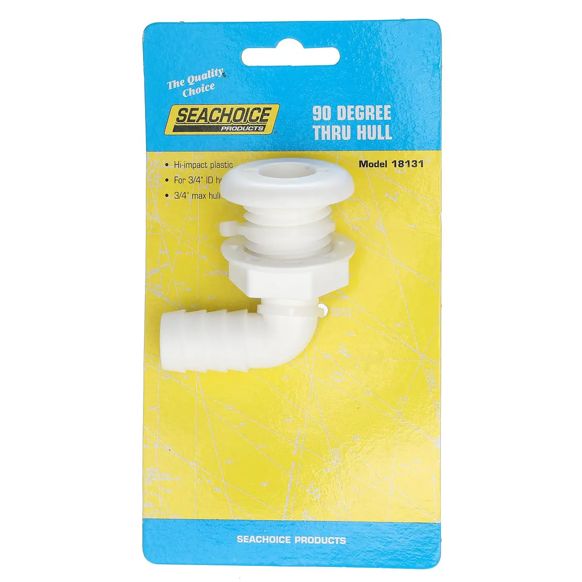 Seachoice 50-18131 90-Degree Angled Thru-Hull Connector, White Finish, 0.75 In. 2