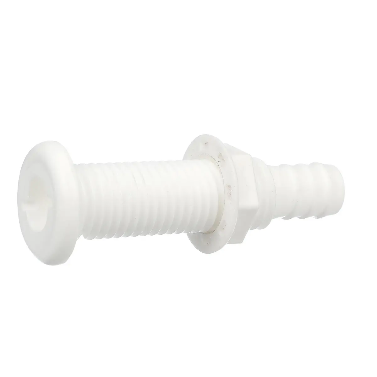 Seachoice 18161 Polypropylene Extra Long Thru-Hull Connector For 3/4 In. Id Hose, White Finish 1