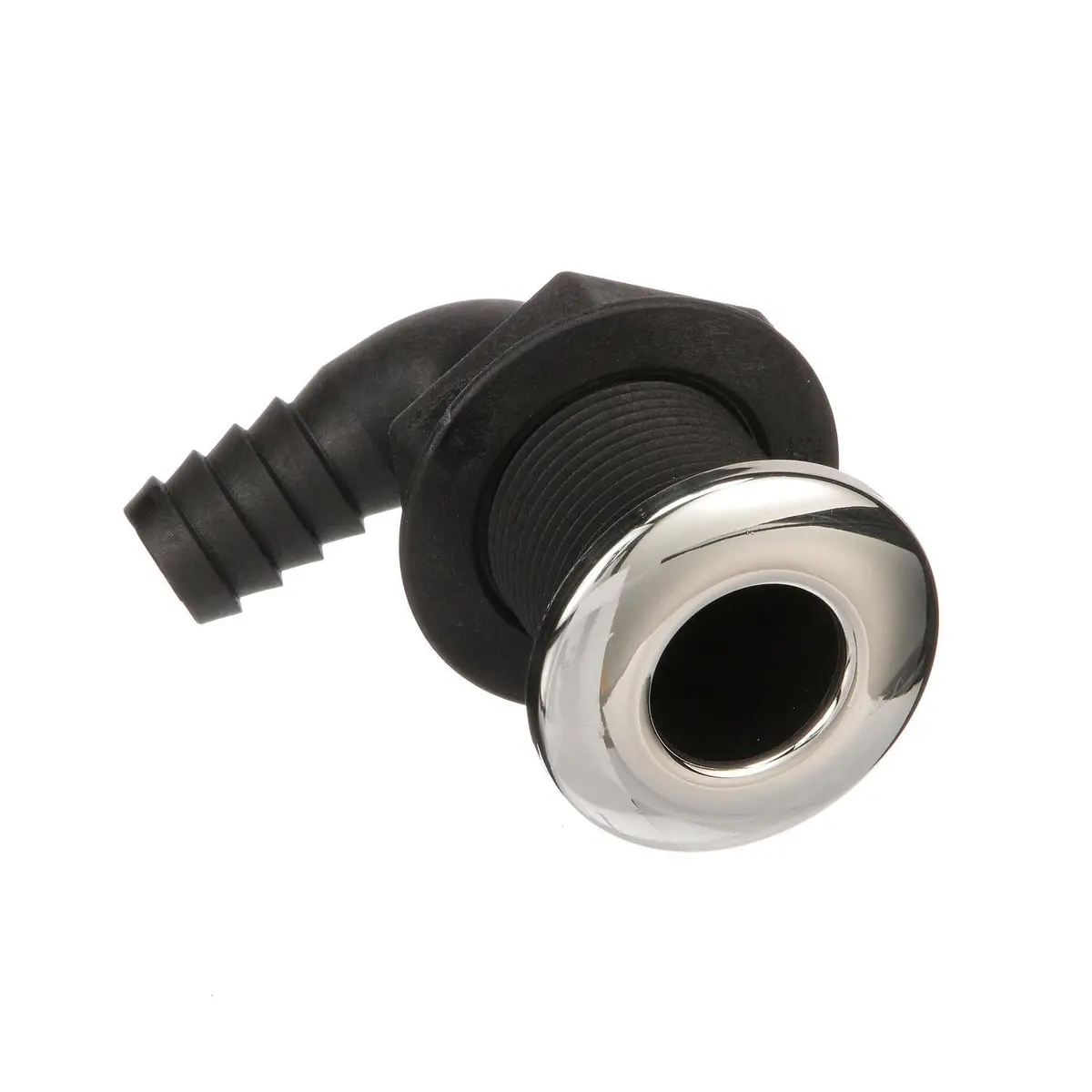Seachoice 50-18541 90-Degree Thru-Hull Connector, Fits 3/4 In. Id Hose, 1-3/8 In. Max Hull, White 2
