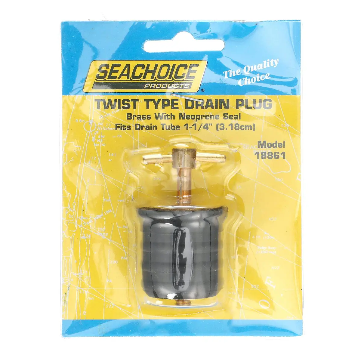 Seachoice 50-18861 Twist-Turn 1.25 In. Marine Boat Brass Drain Plug W/ Neoprene, Seal 1