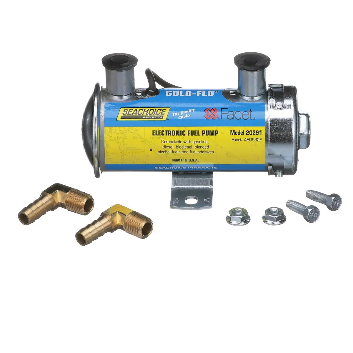 Seachoice 50-20291 Gold-Flo High Performance Electronic 34 Gph Fuel Pump Kit 5.5, 4 Psi 1