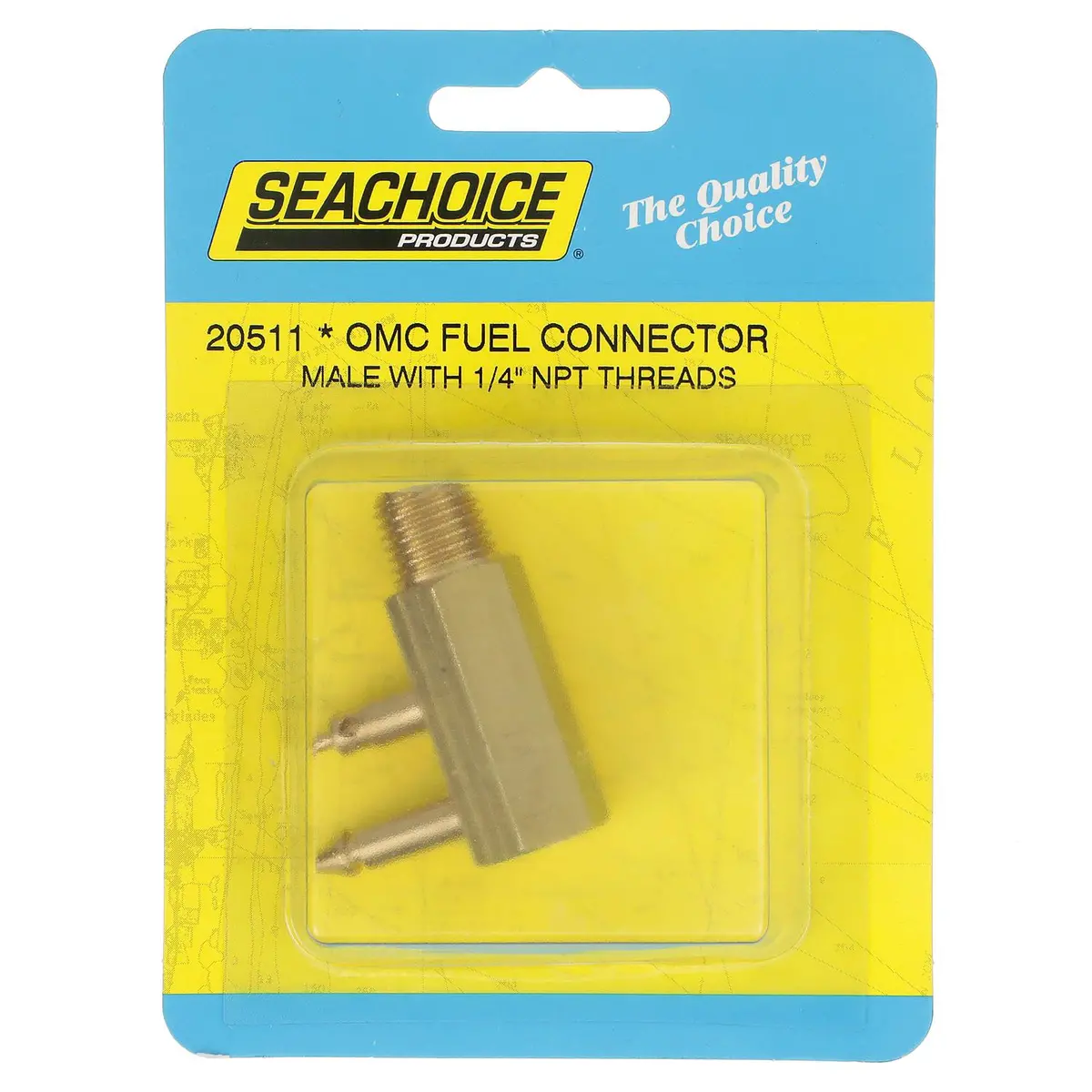 Seachoice 20511 Deluxe Fuel Connector For Omc (Evinrude/Johnson), Male, 1/4 In. Npt 1