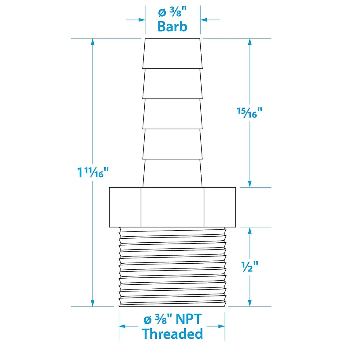 Seachoice 50-20791 Brass Male Hose Barb 1