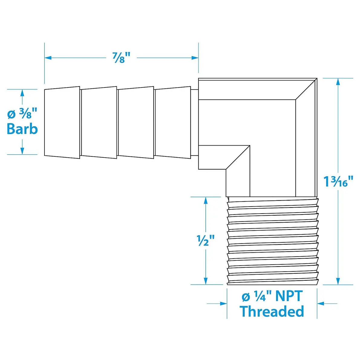 Seachoice 50-20851 90 Degree Brass Fuel Elbow 1