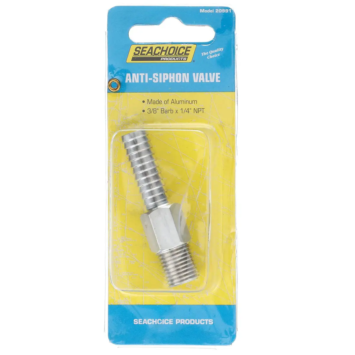 Seachoice 20991 Anti-Siphon Valve, 1/4 In. Npt, 3/8 In. Hose, Aluminum, Meets Uscg Regulations 2