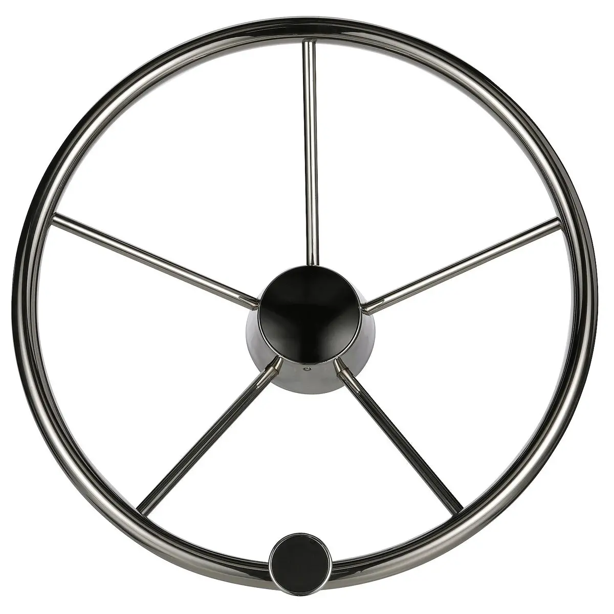 Seachoice 28541 5 Spoke 15" Ss Destroyer Steering Wheel W/ Turning Knob & Black, Center Cap 2