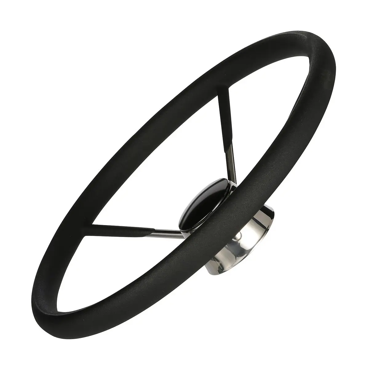 Seachoice 28581 Destroyer Steering Wheel, 5 Spoke 15", Stainless Steel, Permanent Foam Grip, Black Cap 1