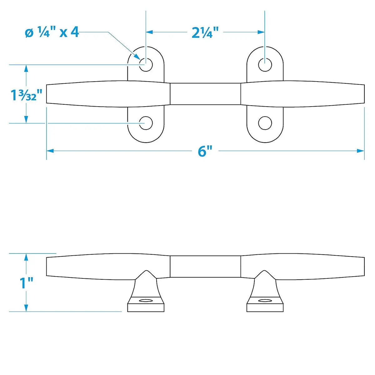 Seachoice 30251 Stainless Steel Hollow Base Cleat 1