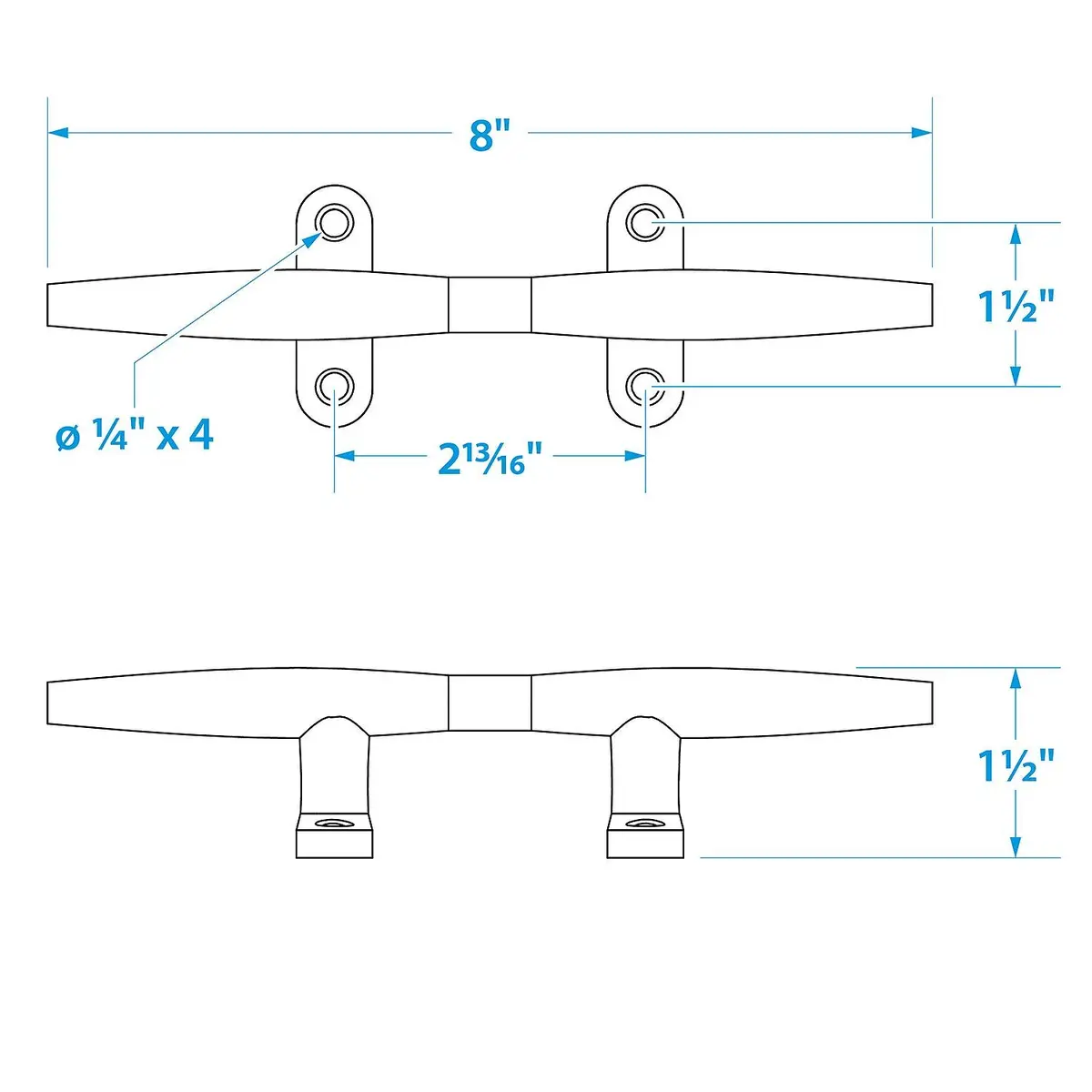 Seachoice 30261 Stainless Steel Hollow Base Cleat 1
