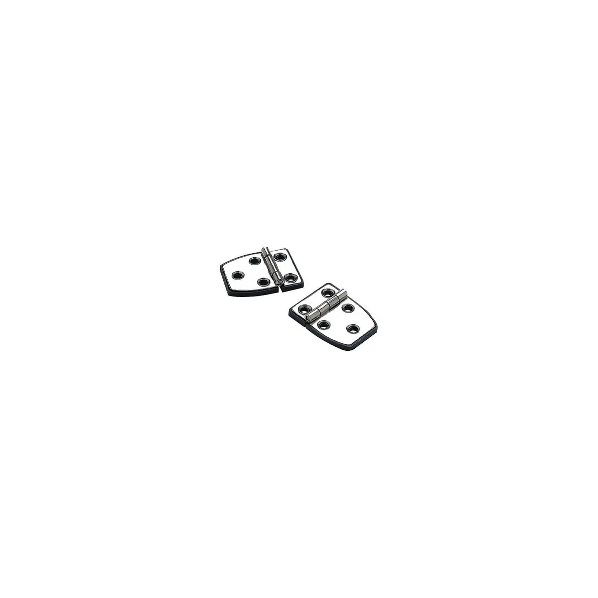 Seachoice 34351 (2) 2-1/4" X 1-1/2" Polished Ss 3/4" Short Side Hinges W/ Black, Nylon Base Plate 1