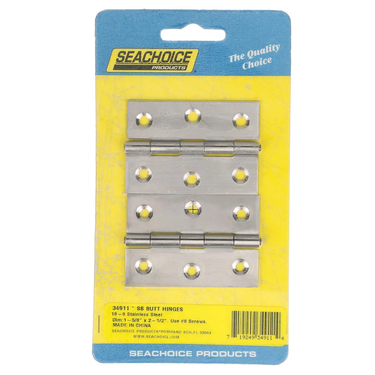 Seachoice 34911 (2) Stainless Steel Fast Pin Type Butt Hinges 1