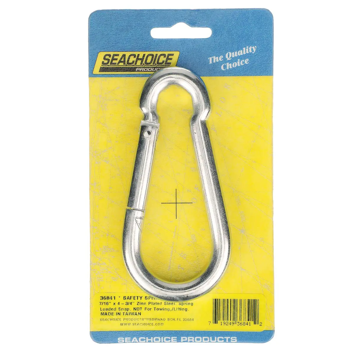 Seachoice 50-36841 Zinc Plated Steel Safety Spring Hook 7/16" X 4-3/4" 1