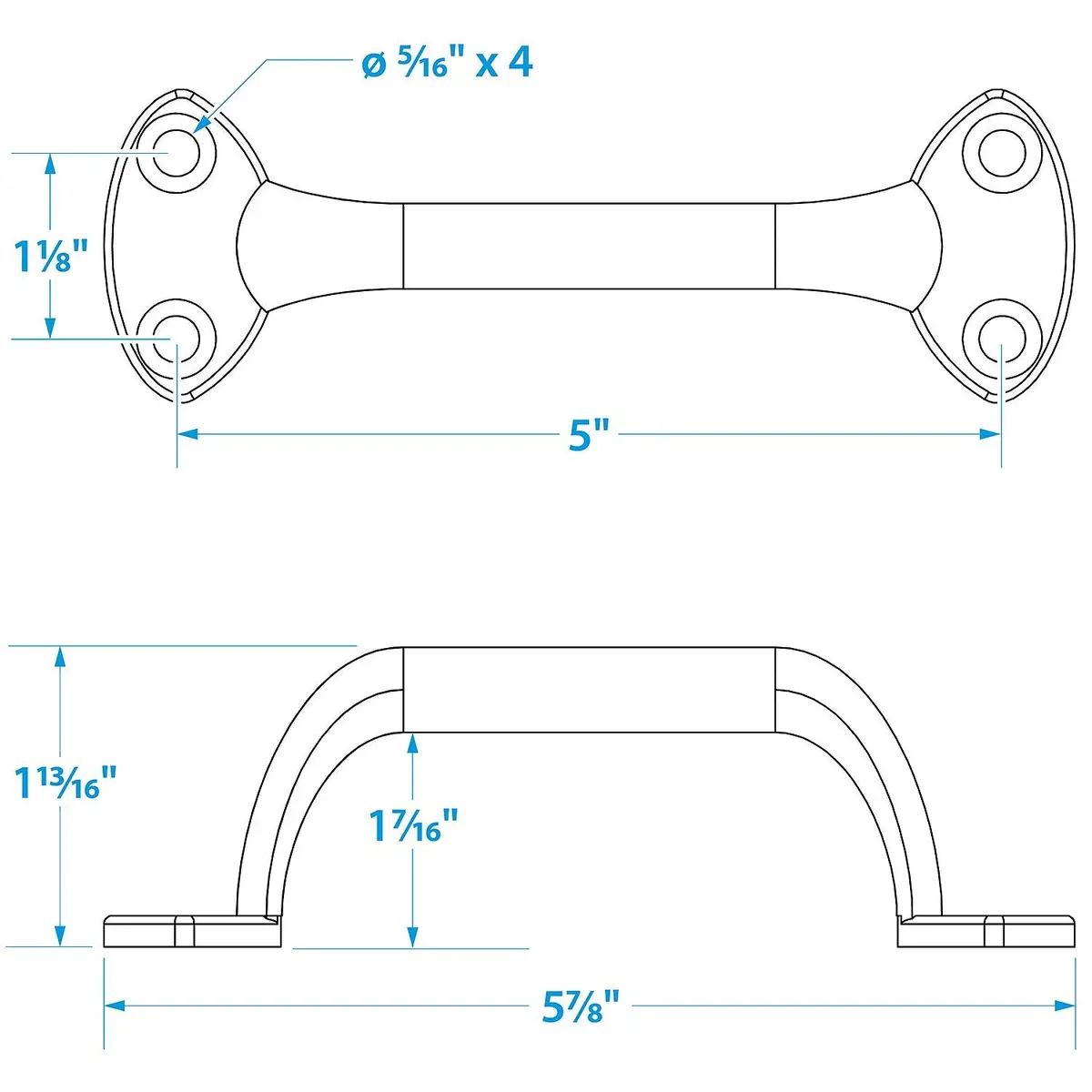 Seachoice 50-37501 Chrome Plated Zinc Transom Handle 6" 1