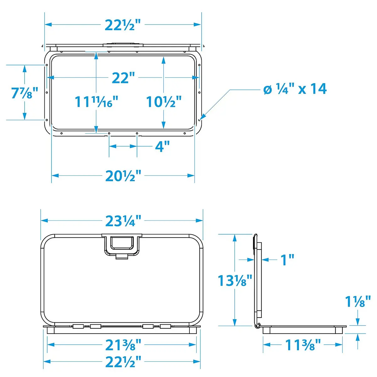 Seachoice 39201 Polypropylene Offshore Hatch 10-3/8 Inch X 20-1/2 Inch Id White 1