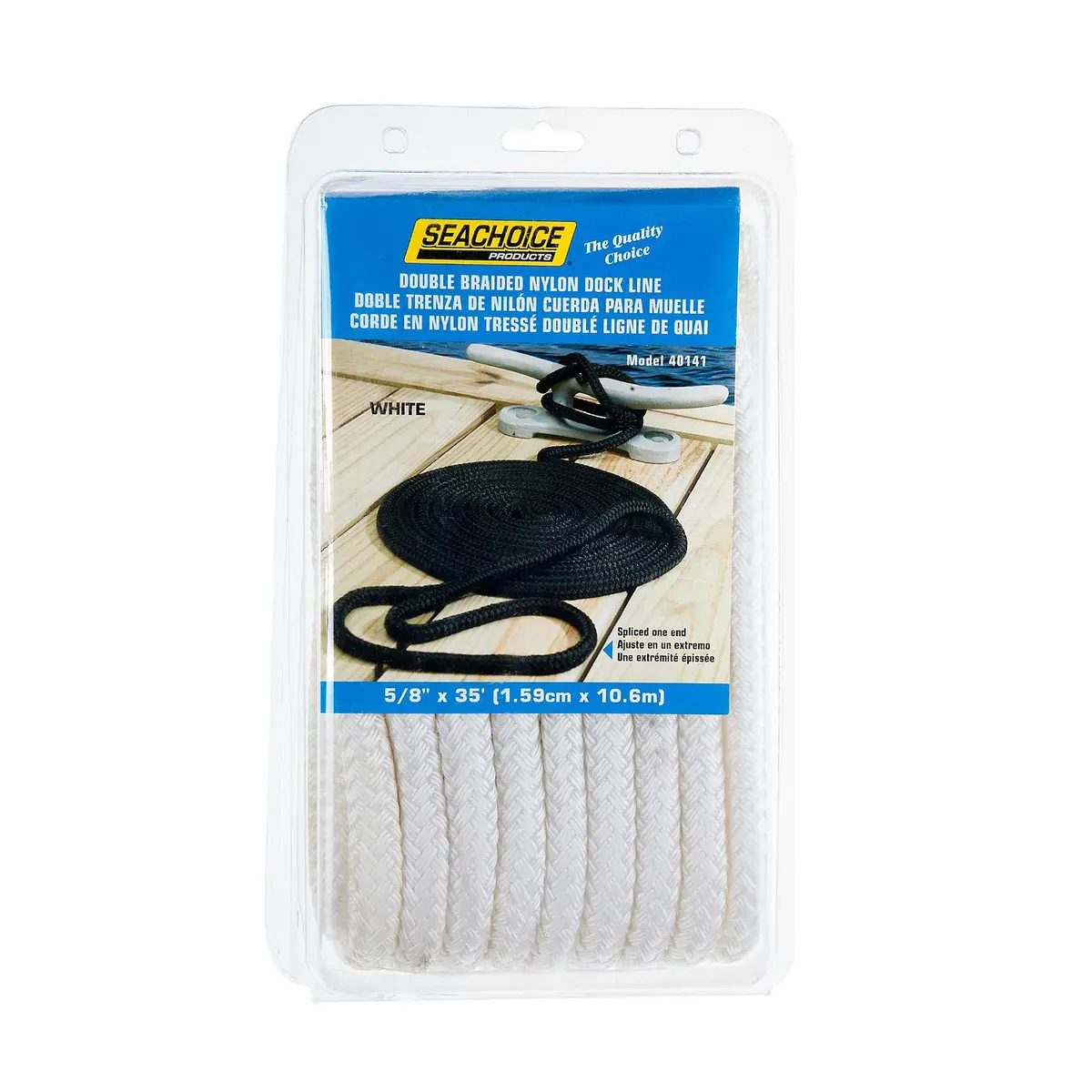 Seachoice 40141 Double Braid Nylon Dock Line 5/8" X 35' White 1