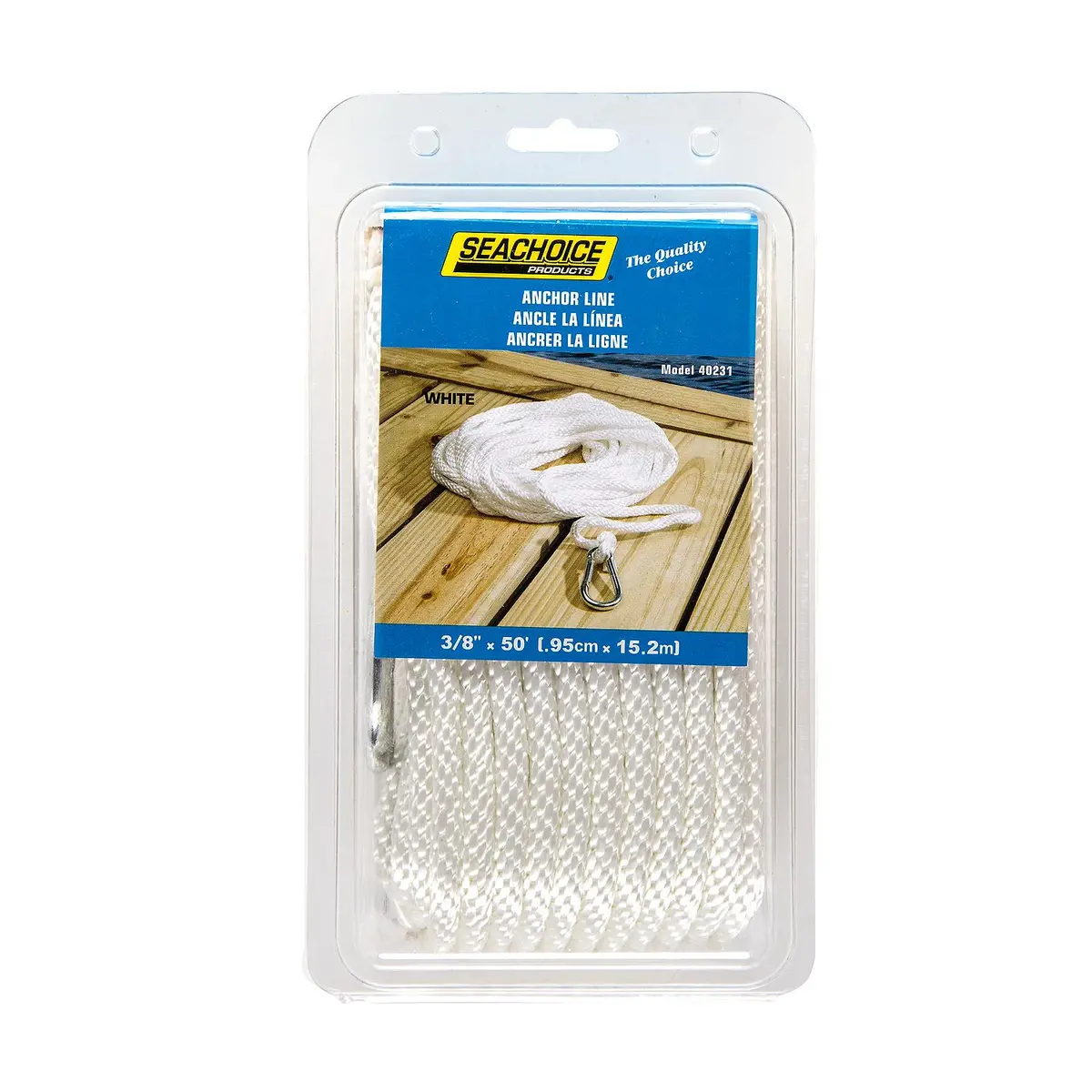 Seachoice 40231 Solid-Braid Nylon Anchor Line, White, 3/8" X 50' 2