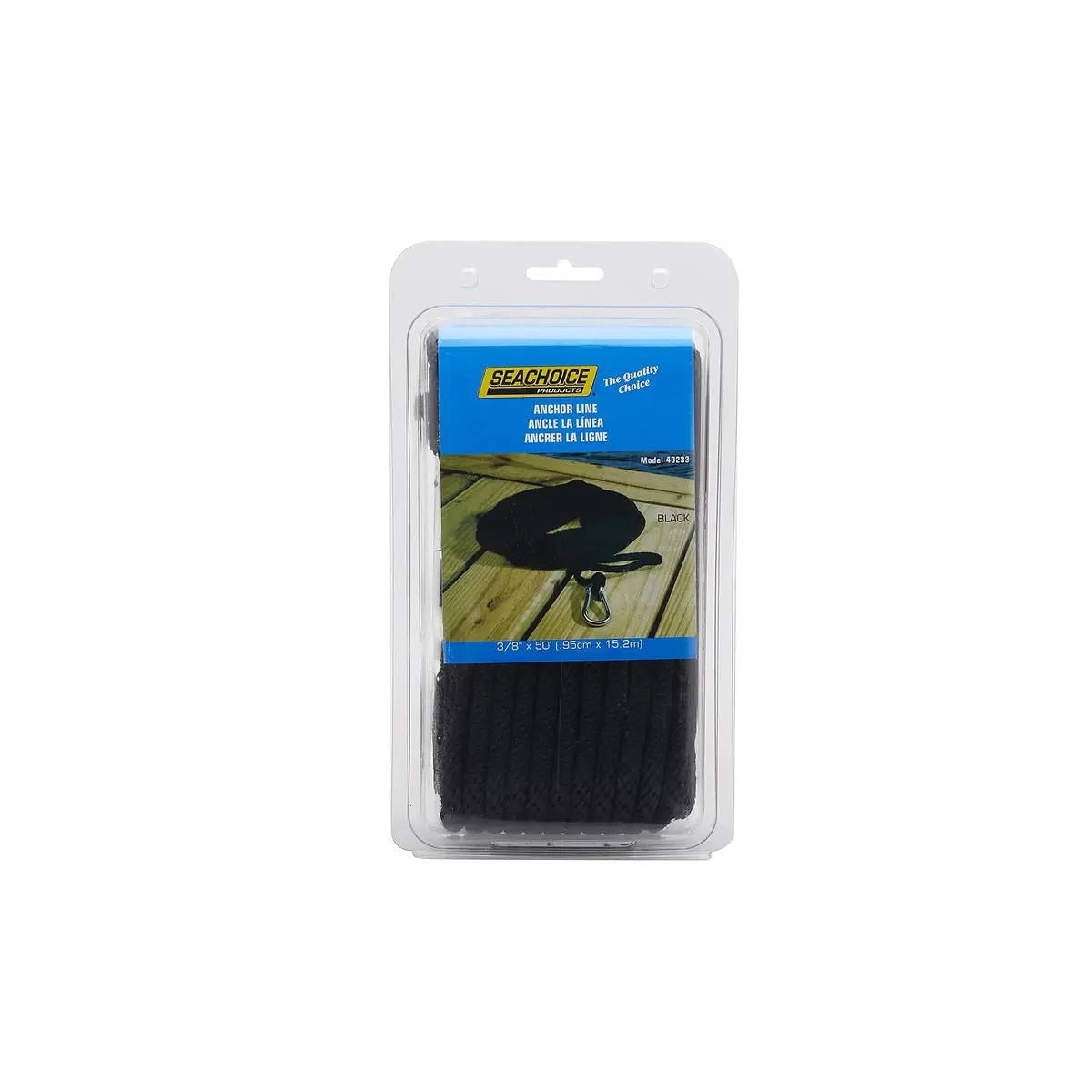 Seachoice 40233 Solid-Braid Nylon Anchor Line, Black, 3/8" X 50' 1