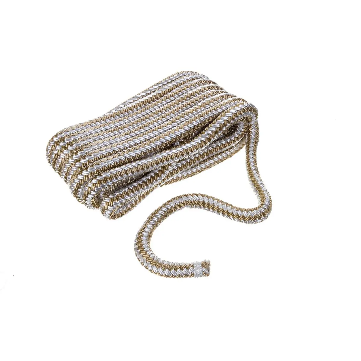 Seachoice 40241 Double Braid Nylon Dock Line 1/2" X 20' Gold/White 1