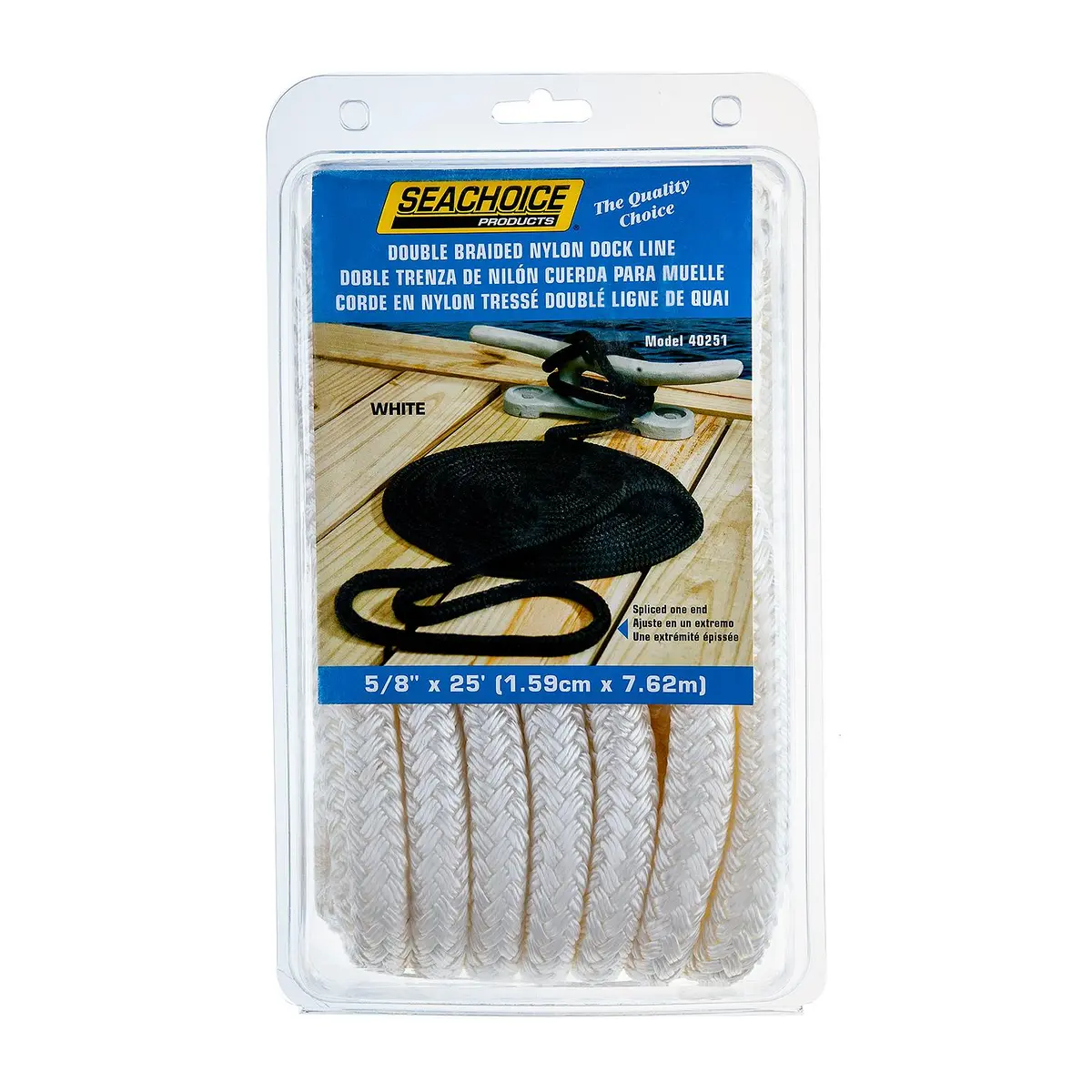 Seachoice 40251 Double Braid Nylon Dock Line 5/8" X 25' White 2