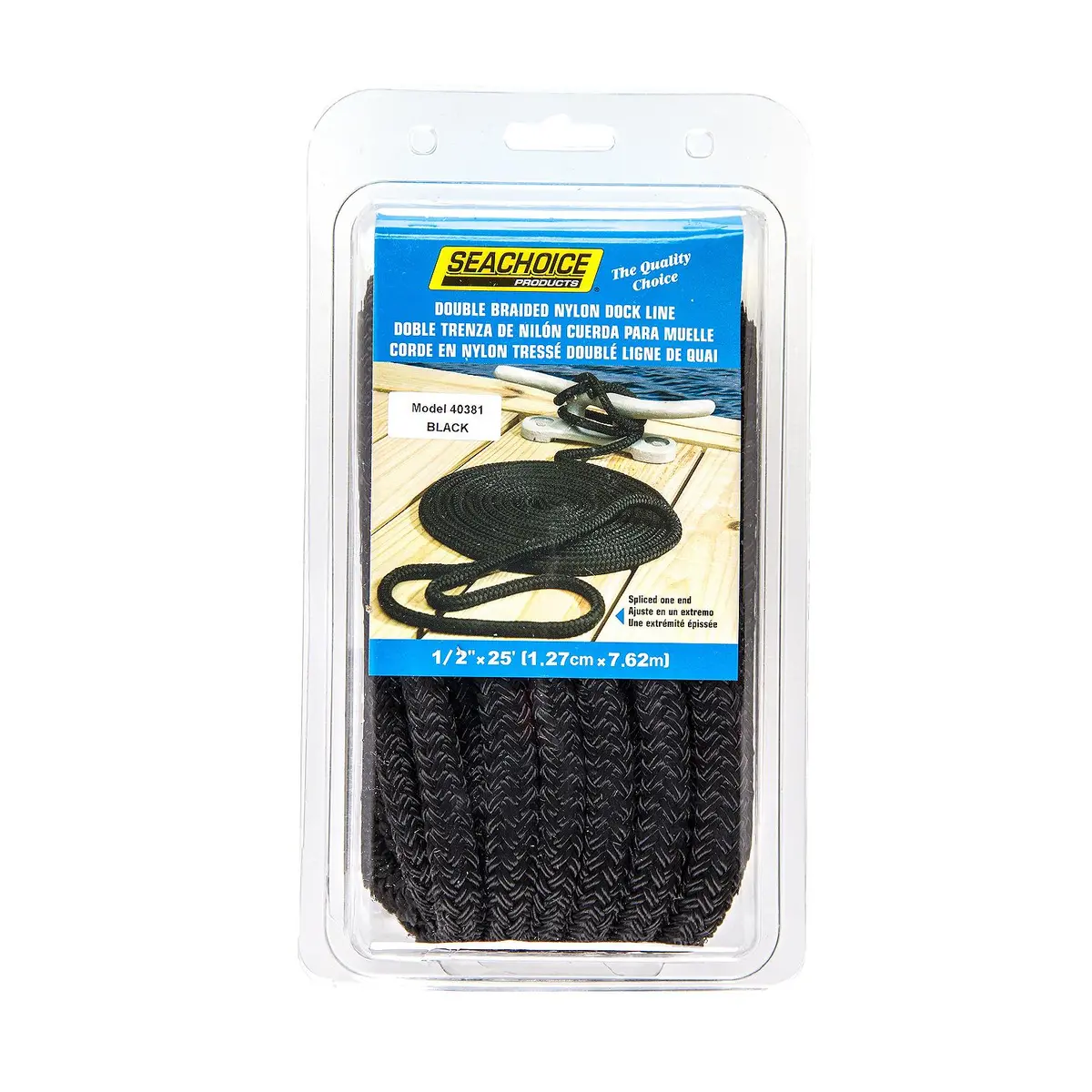 Seachoice 40381 Double Braid Nylon Dock Line 1/2" X 25' Black 2