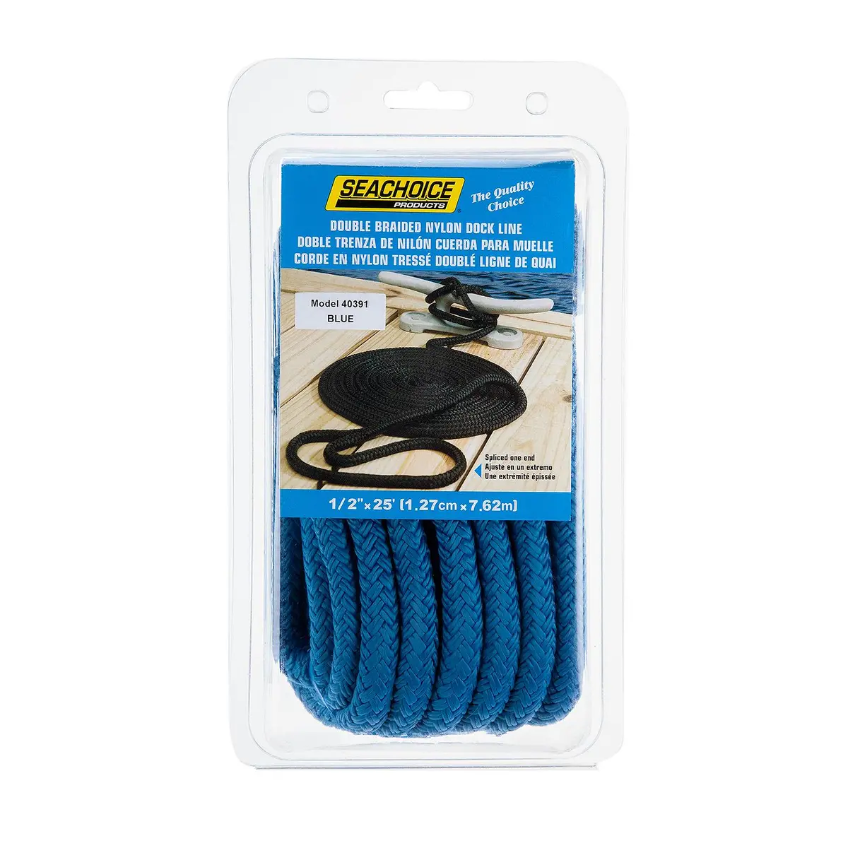 Seachoice 40391 Double Braid Nylon Dock Line 1/2" X 25' Blue 1