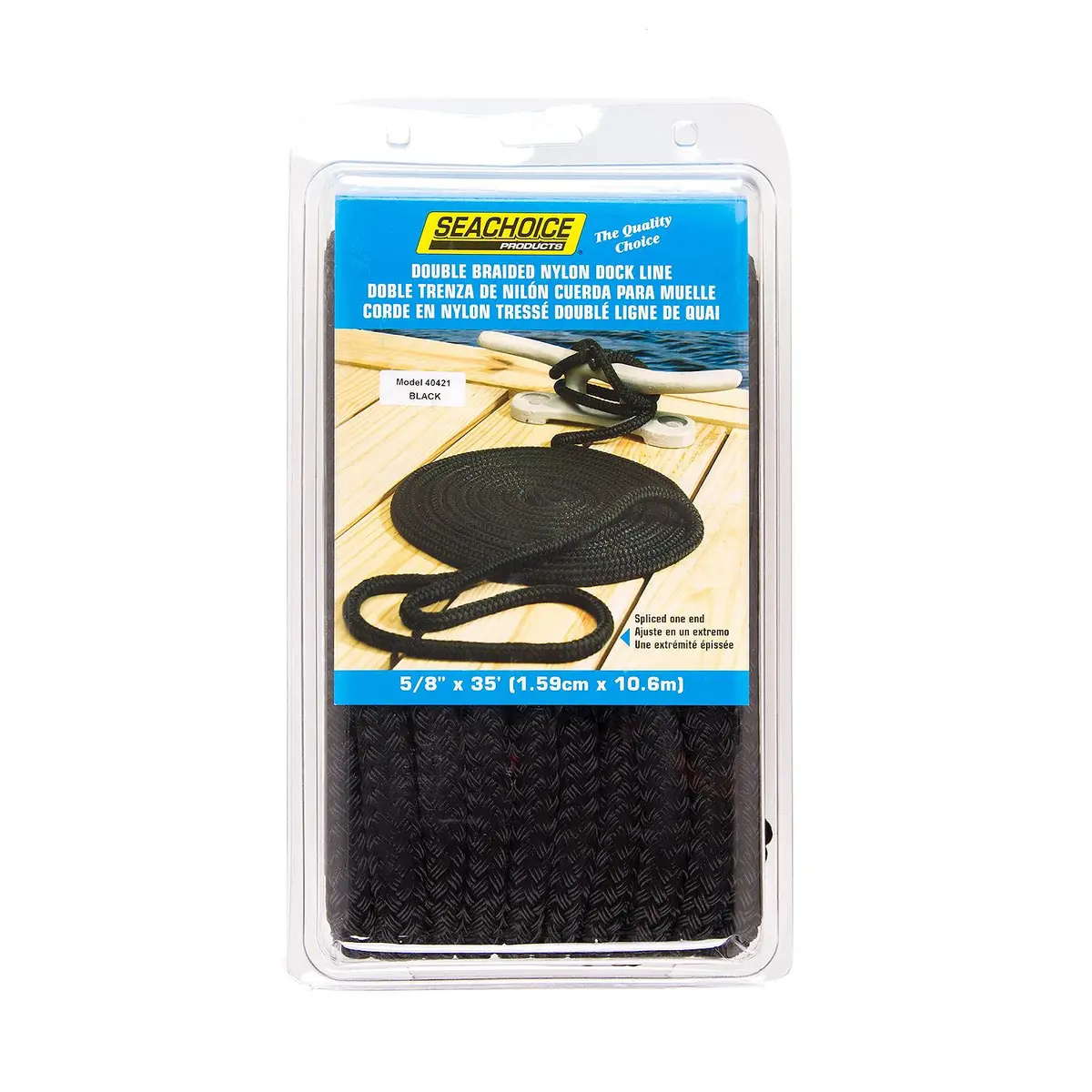 Seachoice 40421 Double Braid Nylon Dock Line 5/8" X 35' Black 1