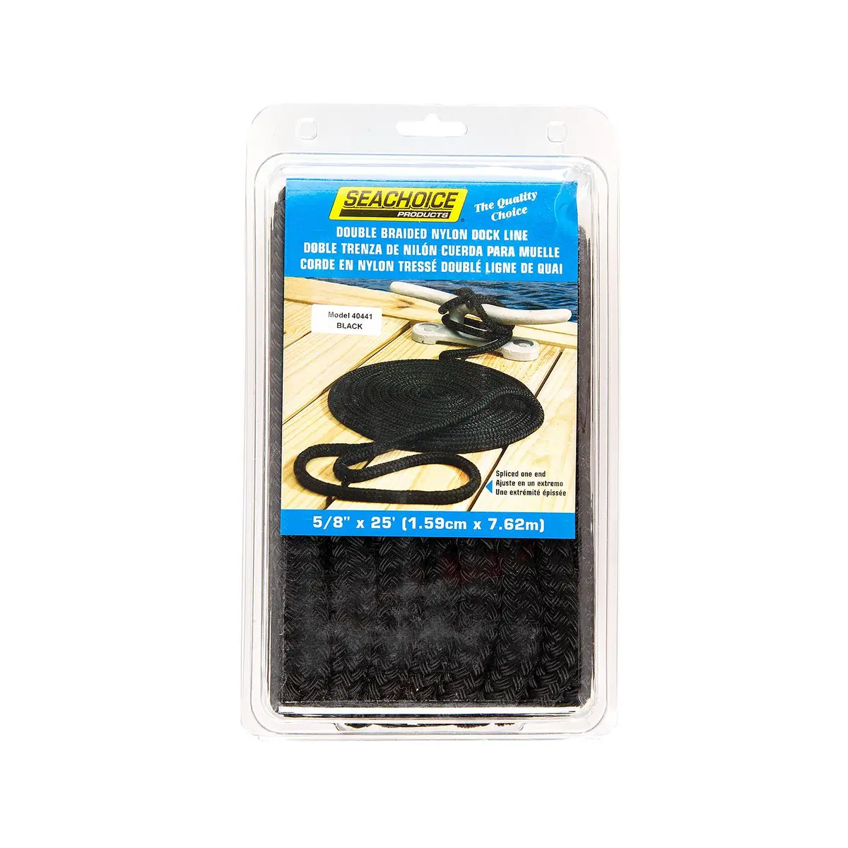 Seachoice 40441 Double Braid Nylon Dock Line 5/8" X 25' Black 1