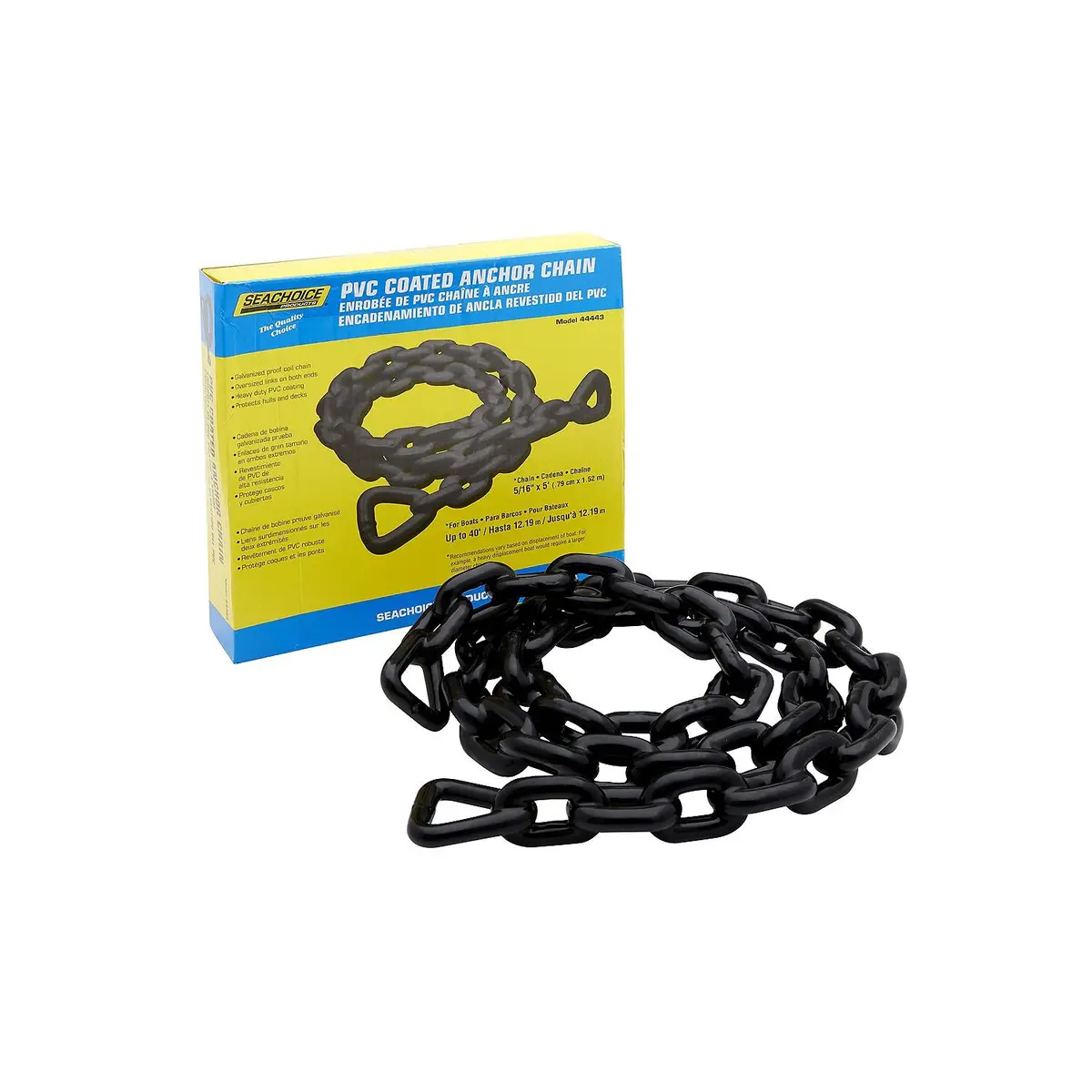 Seachoice 44443 Black Pvc Coated Galvanized Anchor Lead Chain 5/16" X 5' 1
