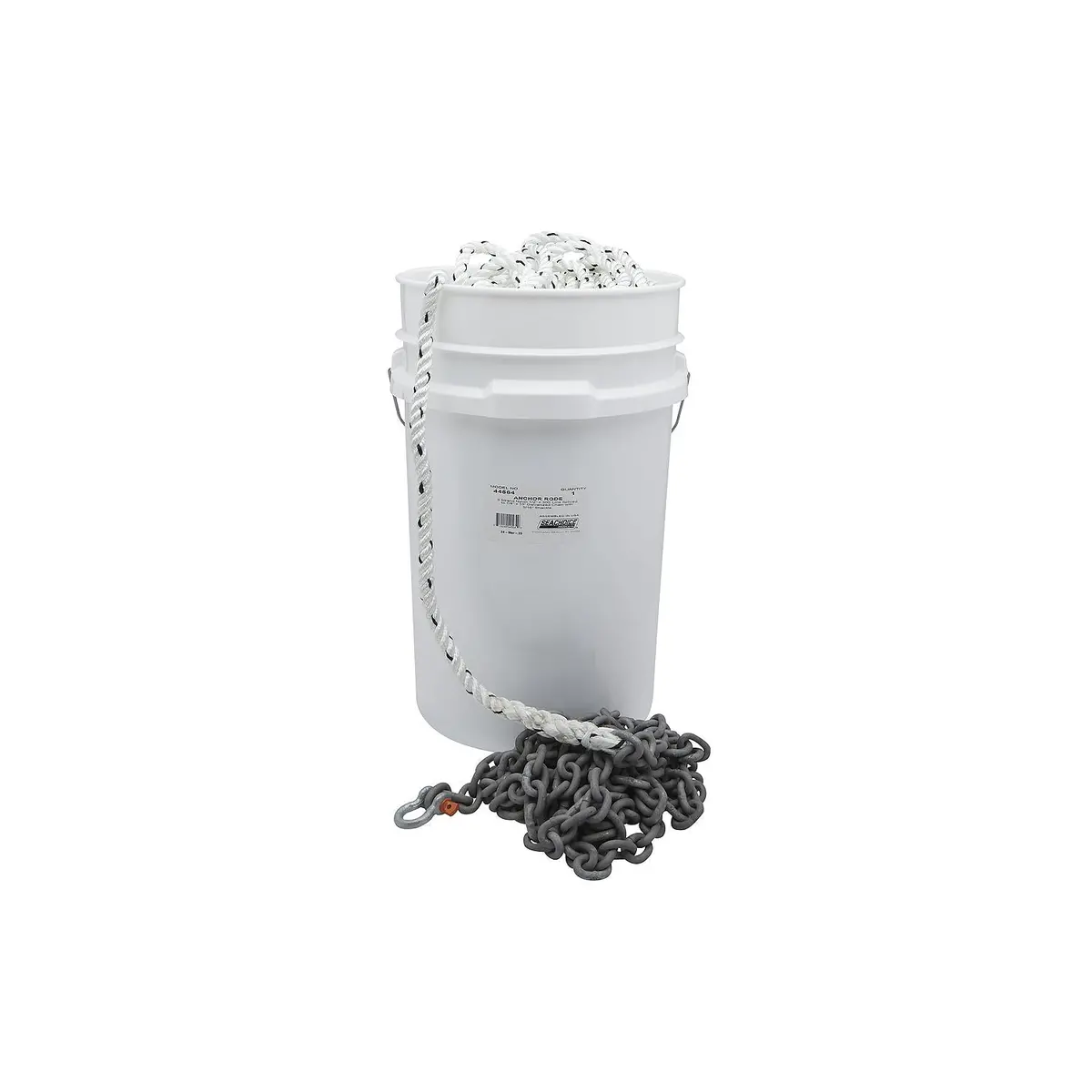 Seachoice 44564 Anchor Rode 1/2" X 300' 3-Strand Nylon Rope & 1/4" X 15' Chain, W/ 5/16" Shackle 1