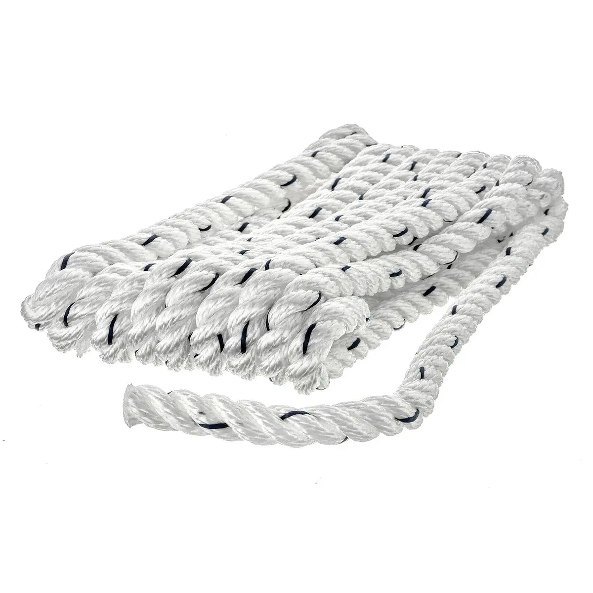Seachoice 47501 Premium 3-Strand Twisted Nylon Dock Line, White W/ Blue Tracer, 3/8" X 10' 1