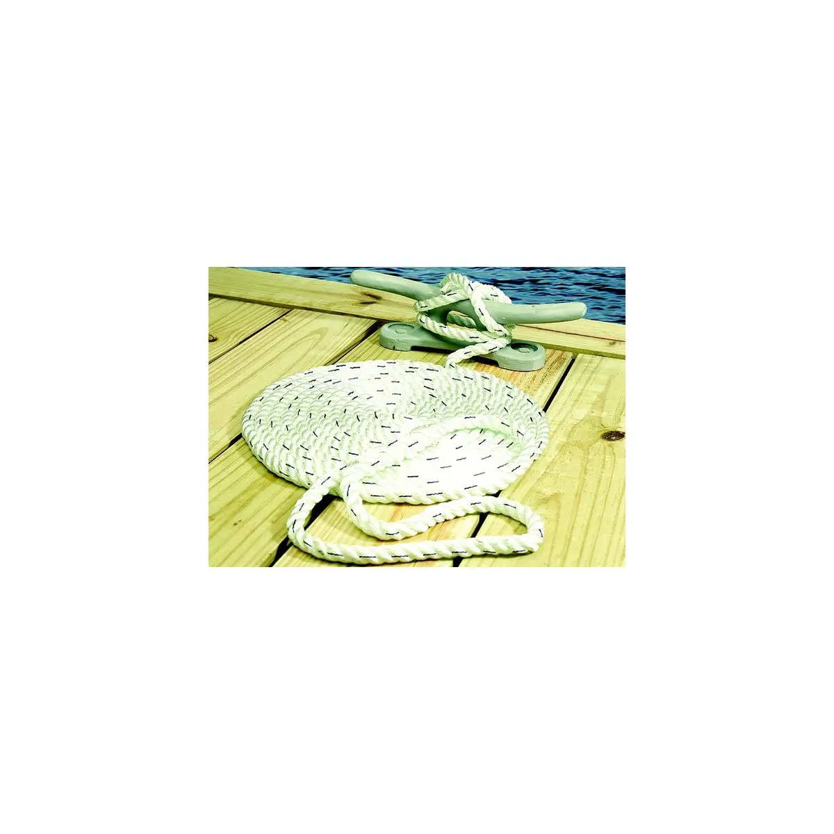 Seachoice 47581 Premium 3-Strand Twisted Nylon Dock Line, White W/ Blue Tracer, 1/2" X 30' 1