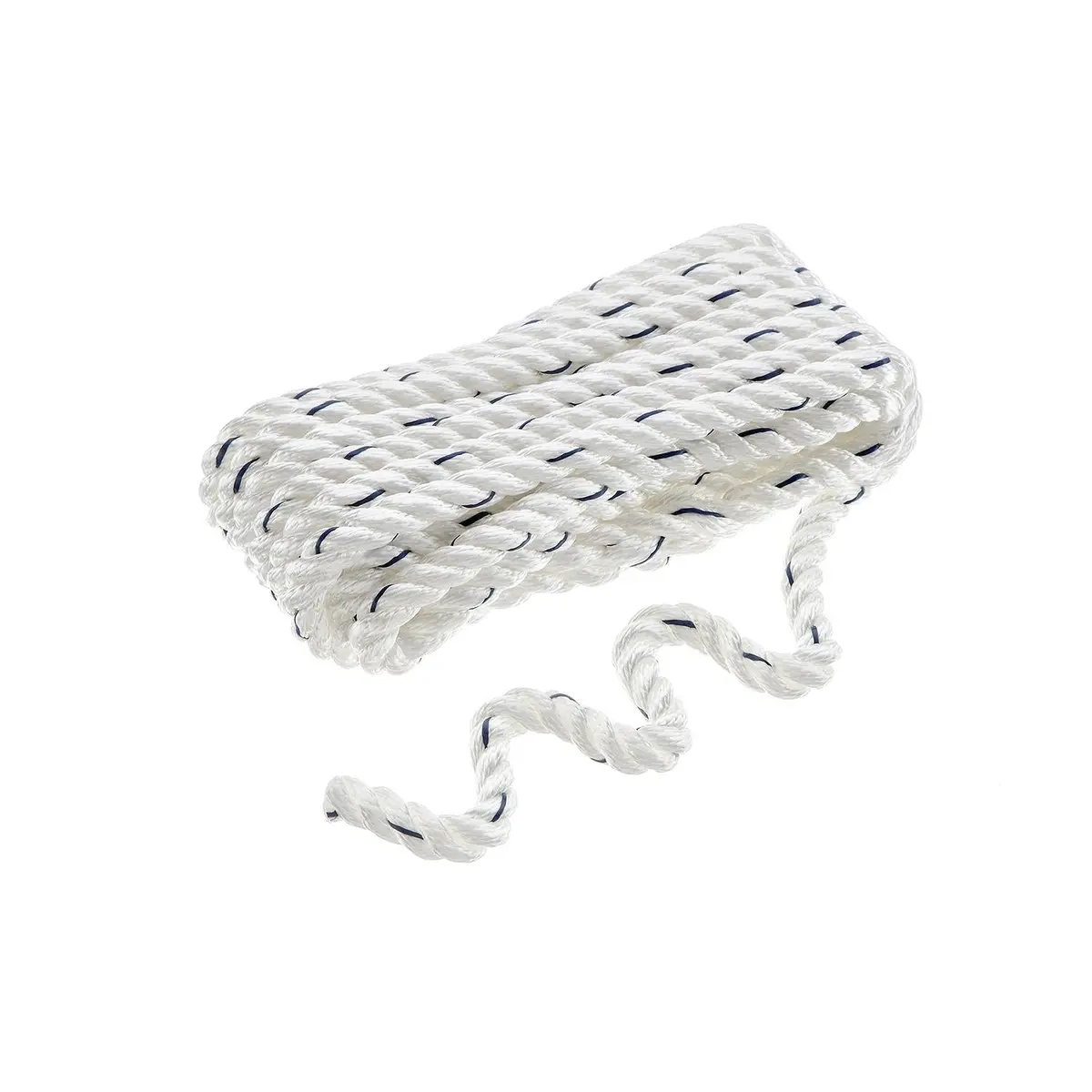Seachoice 47561 Premium 3-Strand Twisted Nylon Dock Line, White W/ Blue Tracer, 1/2" X 20' 1