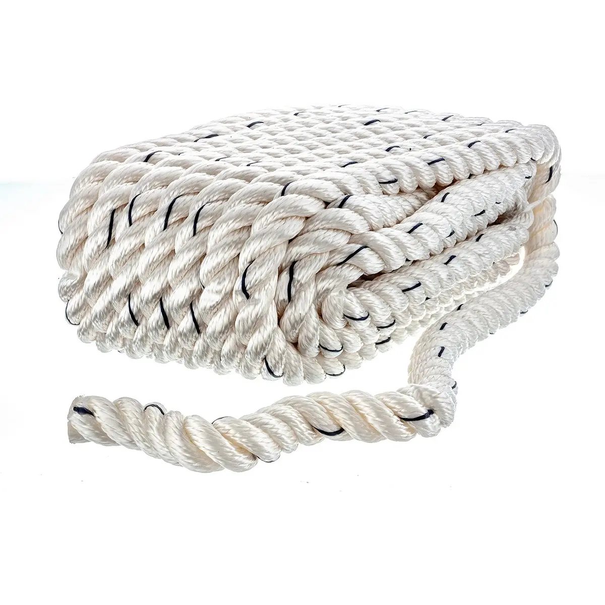Seachoice 47621 Premium 3-Strand Twisted Nylon Dock Line, White W/ Blue Tracer, 5/8" X 35' 1