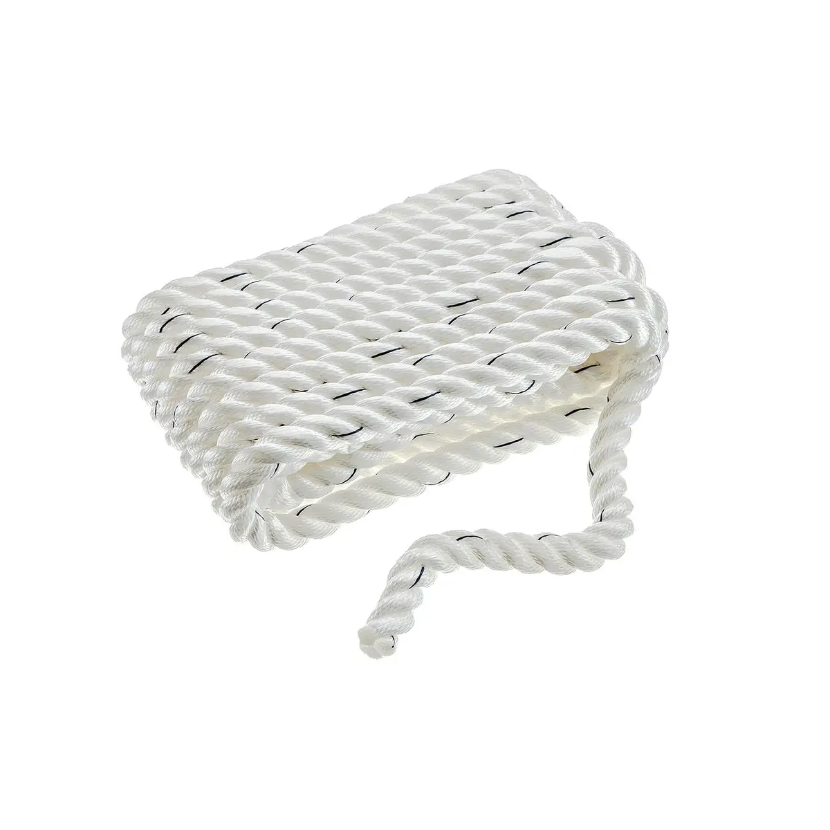 Seachoice 47631 Premium 3 Strand Twisted Nylon Dock Line, White W/ Blue Tracer, 3/4" X 25' 2