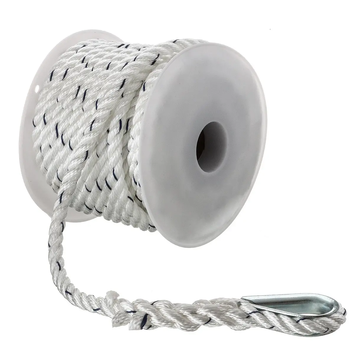 Seachoice 47691 Premium 3-Strand Twisted Nylon Anchor Line White W/ Blue Tracer, 3/8" X 50' 2